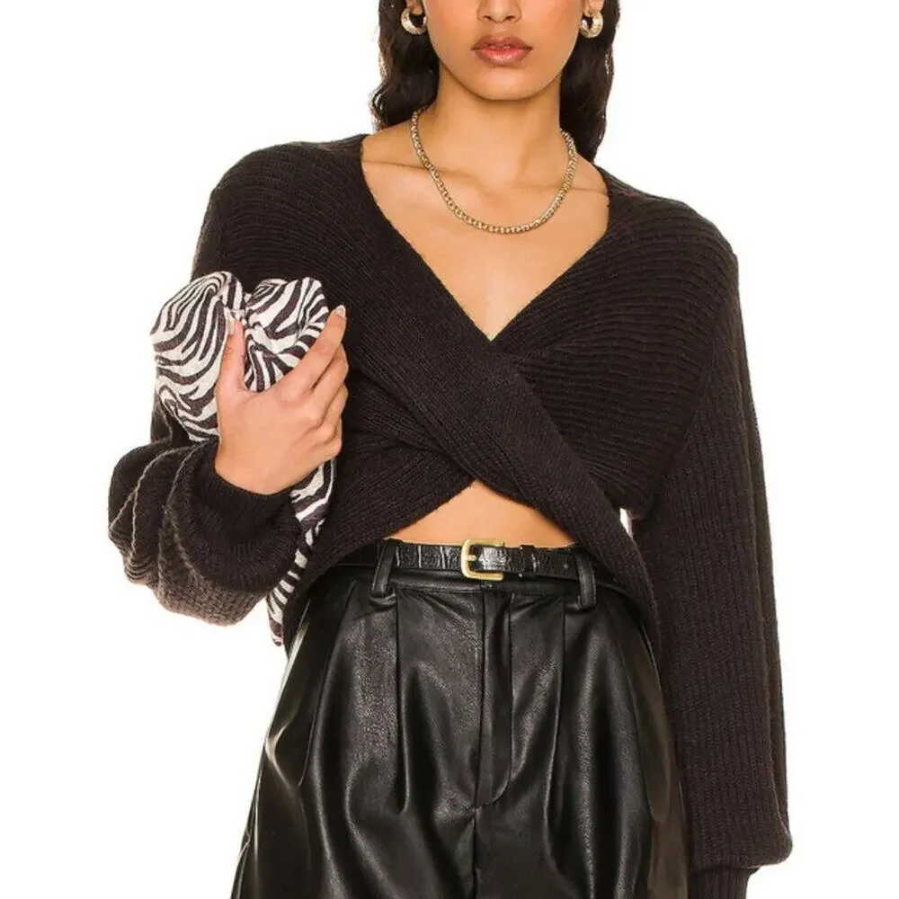 525 America – Two‑Way Twist Sweater Size L NWT - Black